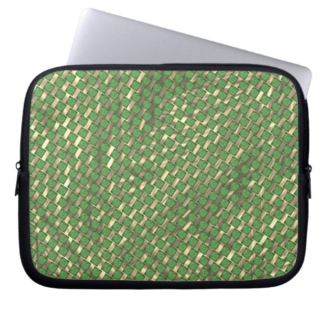 Capa para laptop torto? Verde e marrom, placas.... Laptop Sleeve (Front)