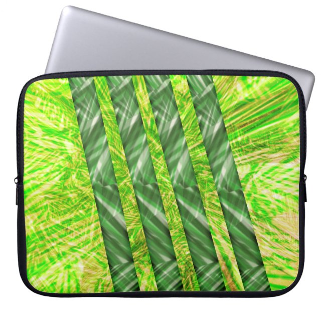 Capa para laptop verde amarelado com riscos verde laptop sleeve (Front)