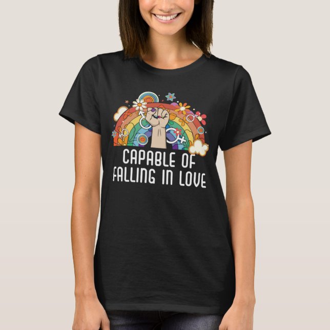 Capable Of Falling In Love Bisexual Pride Bisexual T-Shirt (Front)