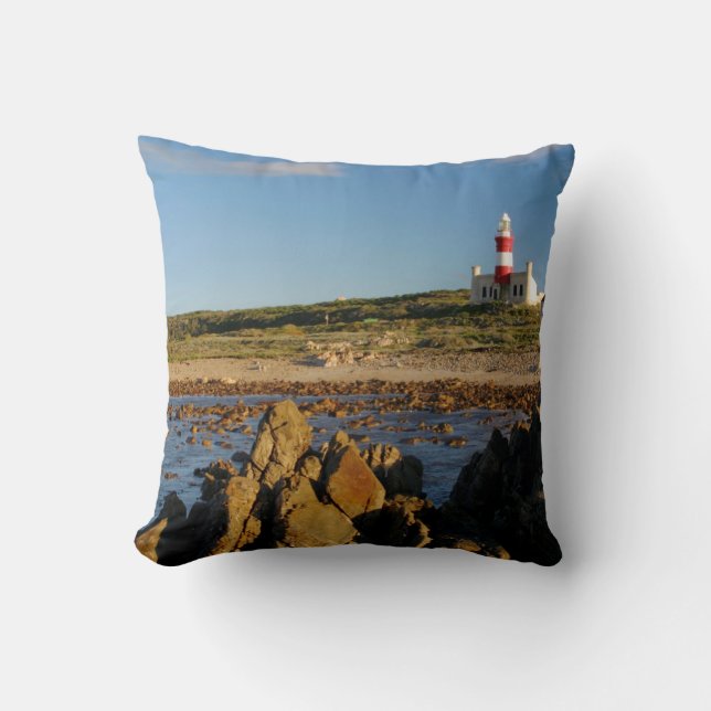 Cape Agulhas Lighthouse, Western Cape 2 Throw Pillow (Front)