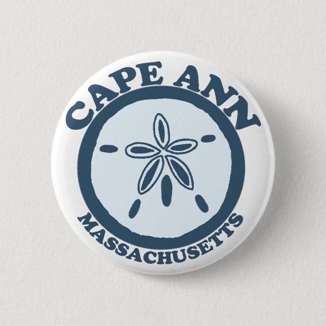 Cape Ann - Sand Dollar Design. 2 Inch Round Button (Front)