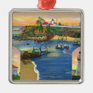 Cape Arago Bridge and Lighthouse Mouth Metal Ornament