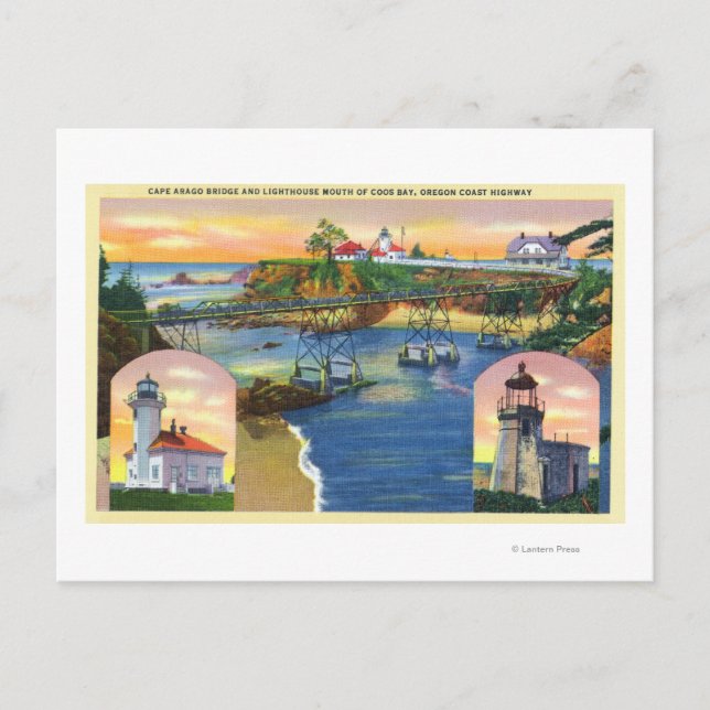 Cape Arago Bridge and Lighthouse Mouth Postcard (Front)