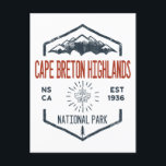 Cape Breton Highlands National Park Canada Postcard<br><div class="desc">Cape Breton Highlands National Park Distressed Badge with unique park themed maple leaf design. The park is the first national park in the Atlantic provinces of Canada. It consists of mountains,  valleys,  waterfalls,  and rocky coastlines.</div>