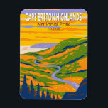 Cape Breton Highlands National Park Canada Travel Magnet<br><div class="desc">Cape Breton Highlands National Park vector design. The park is the first national park in the Atlantic provinces of Canada. It consists of mountains,  valleys,  waterfalls,  and rocky coastlines.</div>