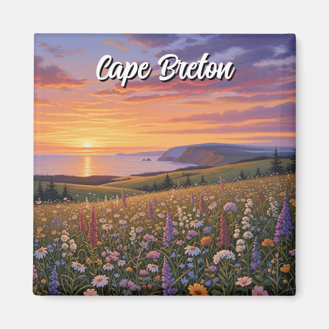 Cape Breton Island Canada Wildflowers Sunset Magnet (Front)