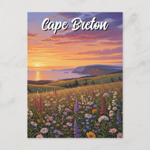 Cape Breton Island Canada Wildflowers Sunset Postcard