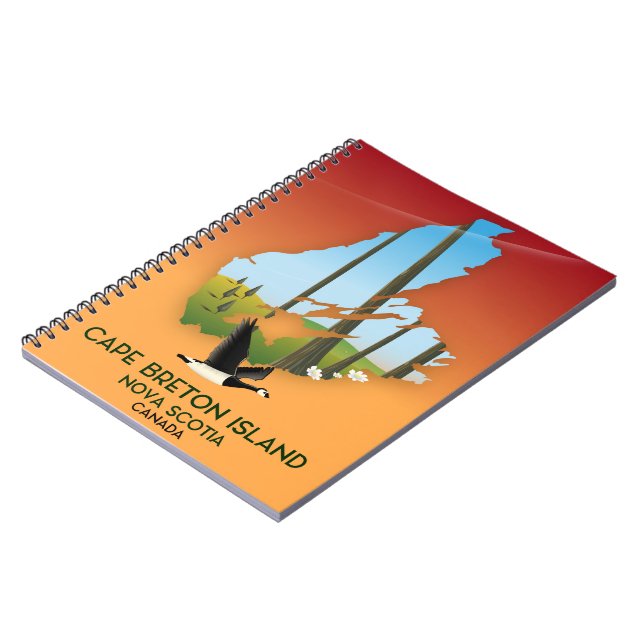 Cape Breton Island nova Scotia Canada map Notebook (Left Side)