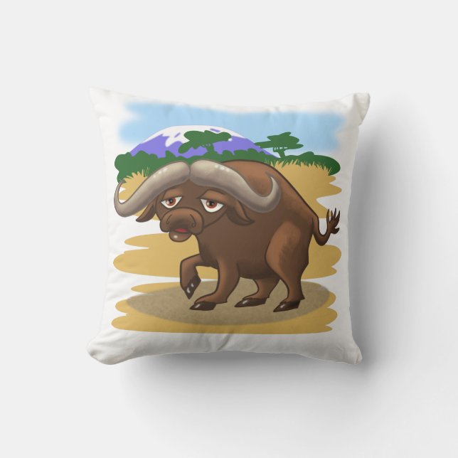 Cape Buffalo Throw Pillow (Front)