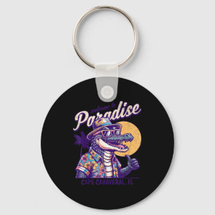 Cape canaveral florida alligator retro style keychain