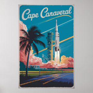 Cape Canaveral Florida Illustration Travel Art Poster