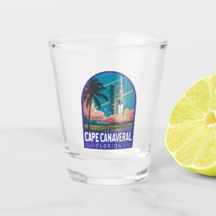 Cape Canaveral Florida Illustration Travel Art Shot Glass