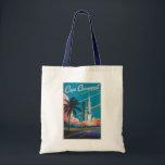 Cape Canaveral Florida Illustration Travel Art Tote Bag<br><div class="desc">Cape Canaveral retro vector travel design. Cape Canaveral is a city on Florida's Atlantic coast. The Kennedy Space Centre,  north of the city,  features a NASA shuttle launch simulation and astronaut memorabilia.</div>