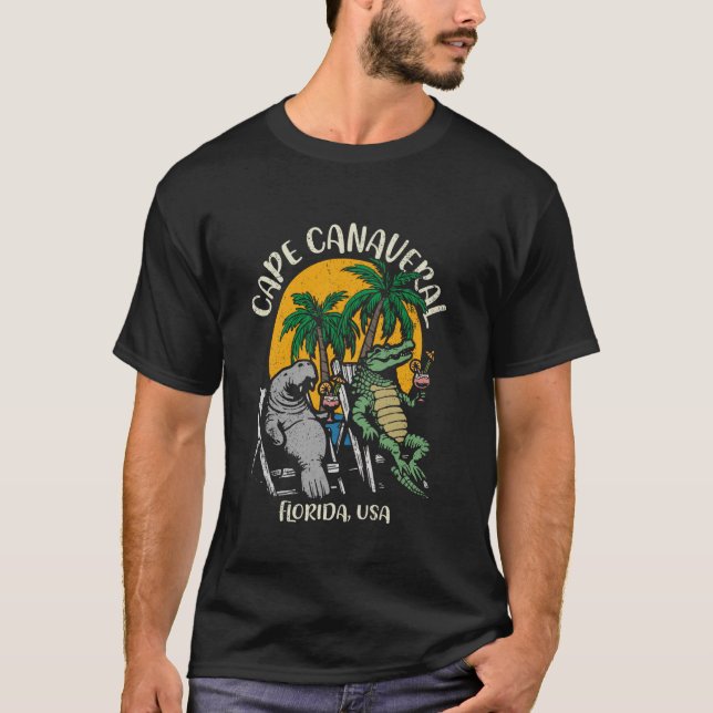 Cape Canaveral Florida USA Funny Manatee Alligator T-Shirt (Front)