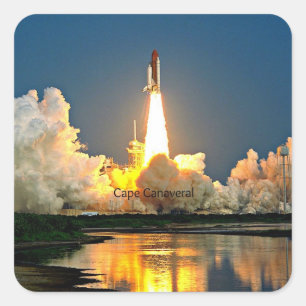 Cape Canaveral Launch Pad Labelled Square Sticker
