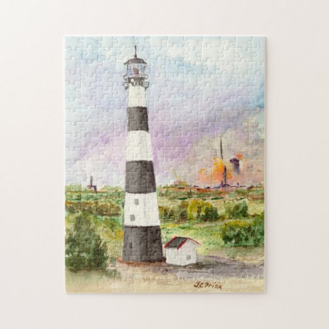 Cape Canaveral Lighthouse Rocket Launch Watercolor Jigsaw Puzzle (Vertical)