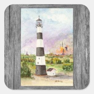 Cape Canaveral Lighthouse Rocket Launch Watercolor Square Sticker