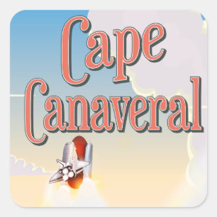 cape canaveral travel poster square sticker