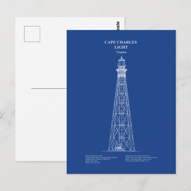 Cape Charles Lighthouse - Virginia - AD Postcard (Front/Back)
