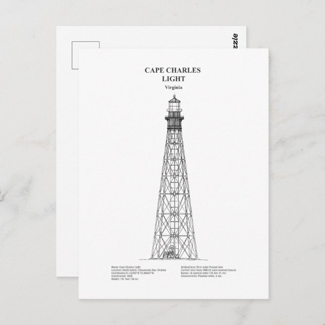 Cape Charles Lighthouse - Virginia - BD Postcard (Front/Back)