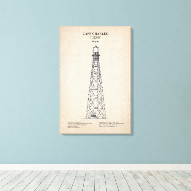 Cape Charles Lighthouse - Virginia - SBD Canvas Print (Insitu(Wood Floor))
