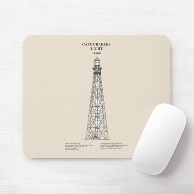 Cape Charles Lighthouse - Virginia - SBD Mouse Pad (With Mouse)