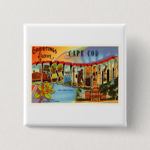 Cape Cod #2 Massachusetts MA Old Travel Souvenir 2 Inch Square Button