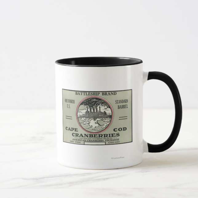 Cape Cod Battleship Brand Cranberry Label Mug (Right)