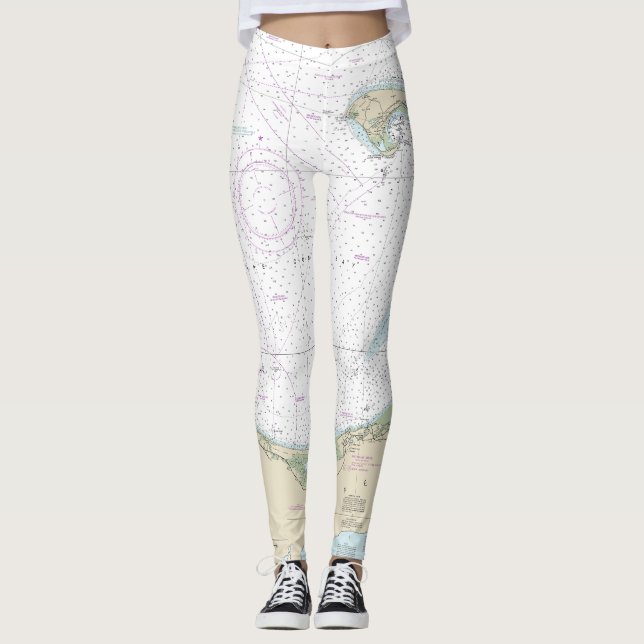 Cape Cod Bay Nautical Chart 13246 Leggings (Front)