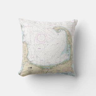 Cape Cod Bay Nautical Chart 13246 Throw Pillow
