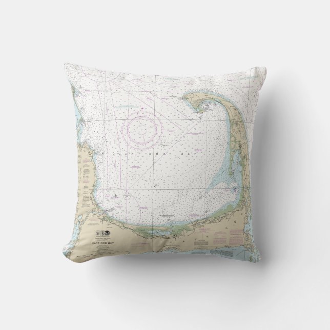 Cape Cod Bay Nautical Chart 13246 Throw Pillow (Front)