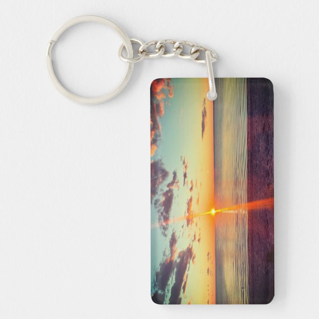 Cape Cod Beach Sunset Photo Keychain (Front)