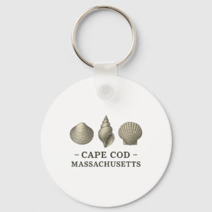 Cape Cod Beach Vacation Vintage Seashells Sheller Keychain