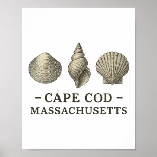 Cape Cod Beach Vacation Vintage Seashells Sheller Poster