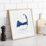 Cape Cod Blue Watercolor Map Family Established Poster<br><div class="desc">Personalize this Navy Blue Watercolor Cape Cod Map with Family Name and year established or change to your own wording. Beautiful artwork for The Cape lovers whether you live there or vacation on Cape Cod. Great Keepsake showing the family name and year established. For enquiries about custom design changes by...</div>