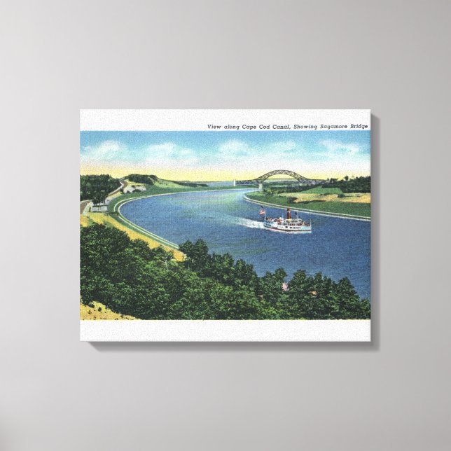 Cape Cod Canal View of Sagamore Bridge Canvas Print (Front)