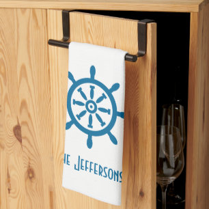 Cape Cod Captain's Wheel Linen Kitchen Towel