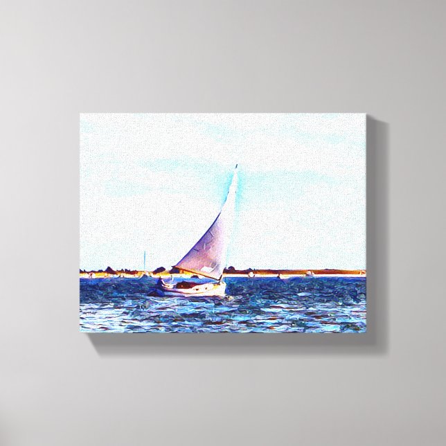 Cape Cod Catboat Under Sail Canvas Print (Front)