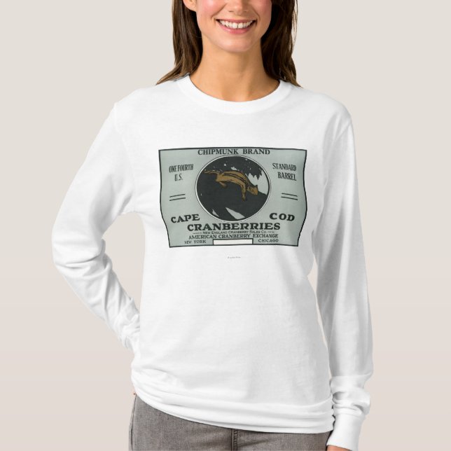 Cape Cod Chipmunk Brand Cranberry Label T-Shirt (Front)