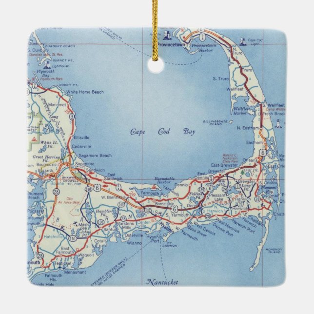 Cape Cod Classic Map Ceramic Ornament (Back)