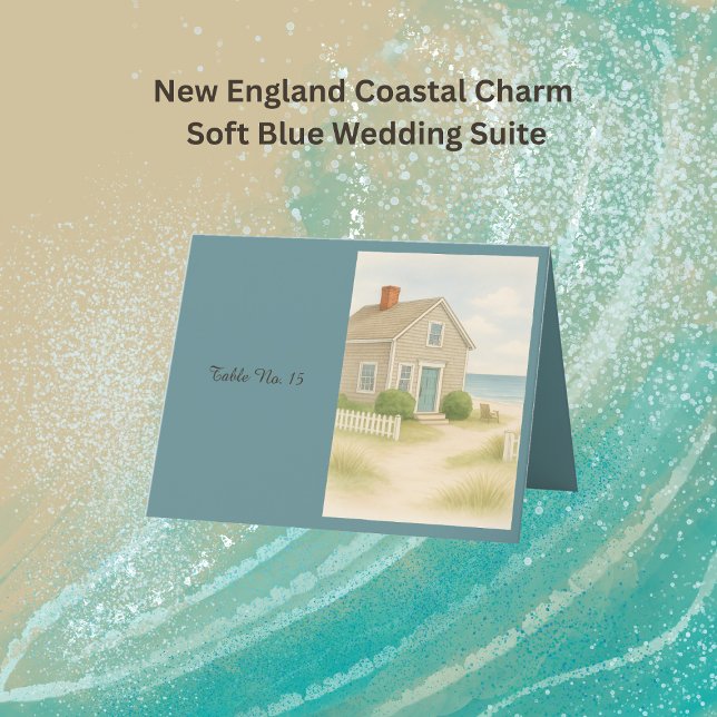 Cape Cod Coastal Bleu doux Mariage Carte Place (Créateur téléchargé)