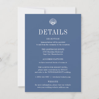 CAPE COD Coastal Blue Wedding Details Card