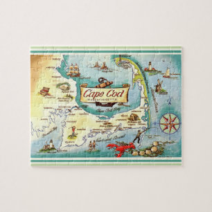 Cape Cod Coloré Vintage Map Puzzle
