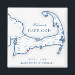 Cape Cod Destination Wedding Favour Magnet<br><div class="desc">Quick and Easy ordering! These Cape Cod map magnets make great Cape Cod wedding favours to include in your Cape Cod destination wedding welcome bags. Move the heart by clicking "Edit Using design tool" under "Personalize". Perfect for all the great wedding venues in on the Cape including the Club at...</div>