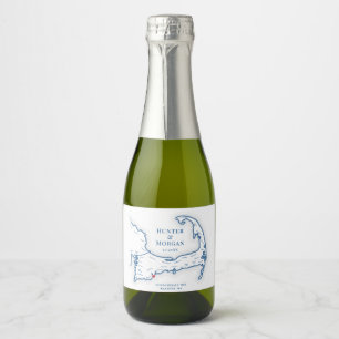 Cape Cod Destination Wedding Mini Bottle Sparkling Wine Label