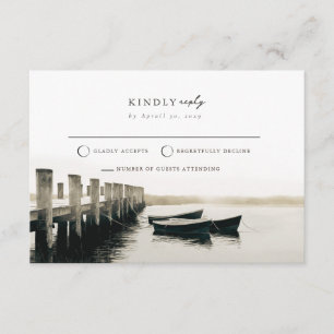 Cape Cod Dock Mail Back Moody Coastal RSVP Card 