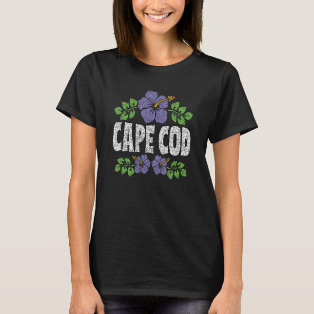 Cape Cod Flowers Distressed Color Print T-Shirt (Front)