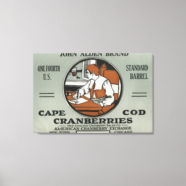 Cape Cod John Alden Brand Cranberry Label Canvas Print (Front)