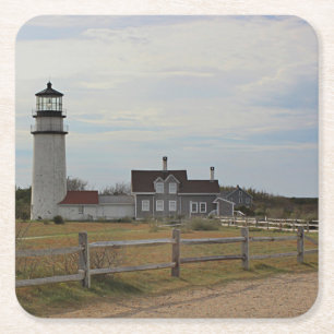 Cape Cod Light Square Paper Coaster