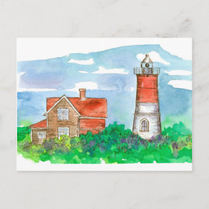 Cape Cod Lighthouse Sketch Postcard